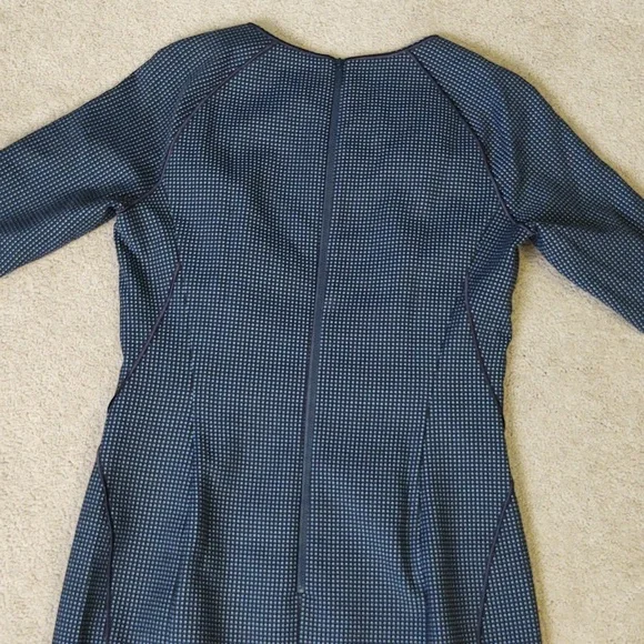 EUC Lafayette 148 navy blue dot midi dress - Picture 6 of 7